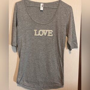 Anvil Ladies Gray Tee with LOVE Graphic